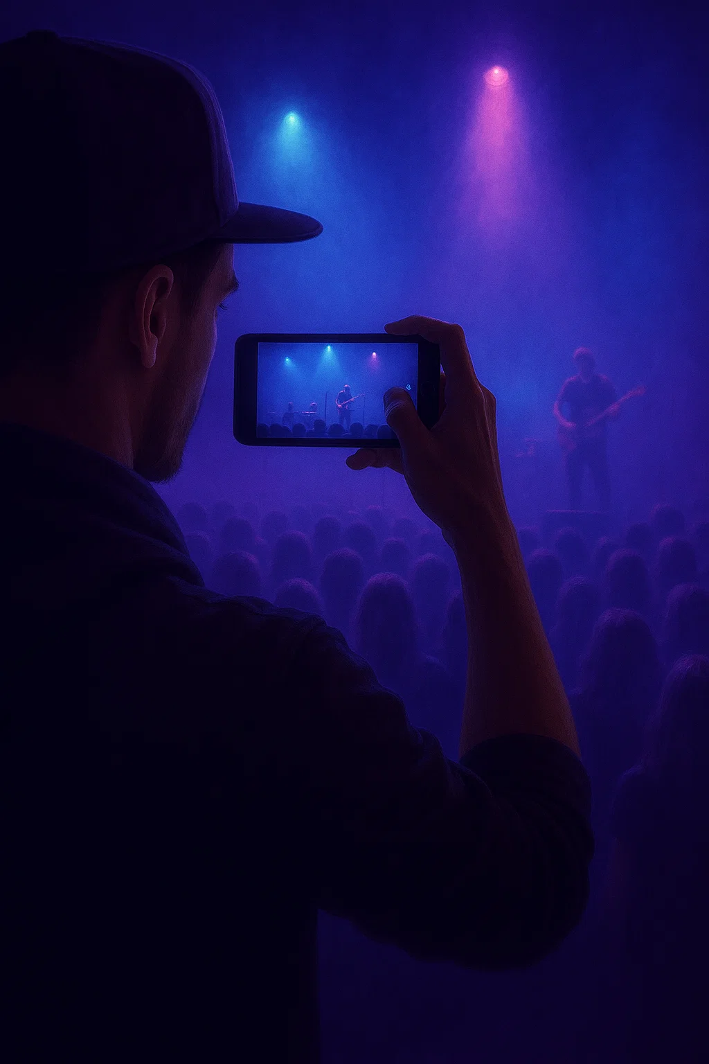 Mand der filmer en koncert